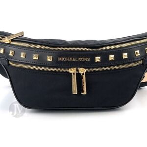 Michael Kors Black and Gold Studded Belt Bag